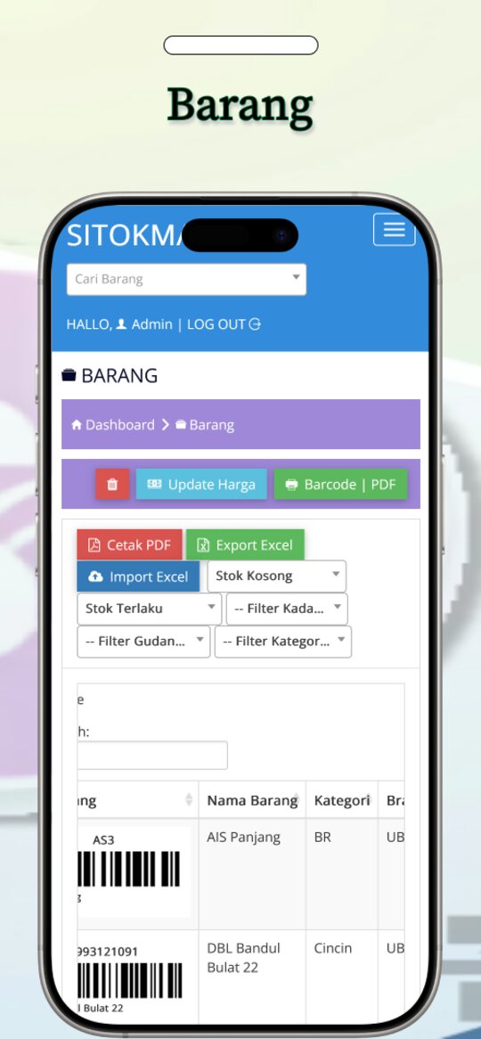 SITOKSIR Mobile — Daftar barang