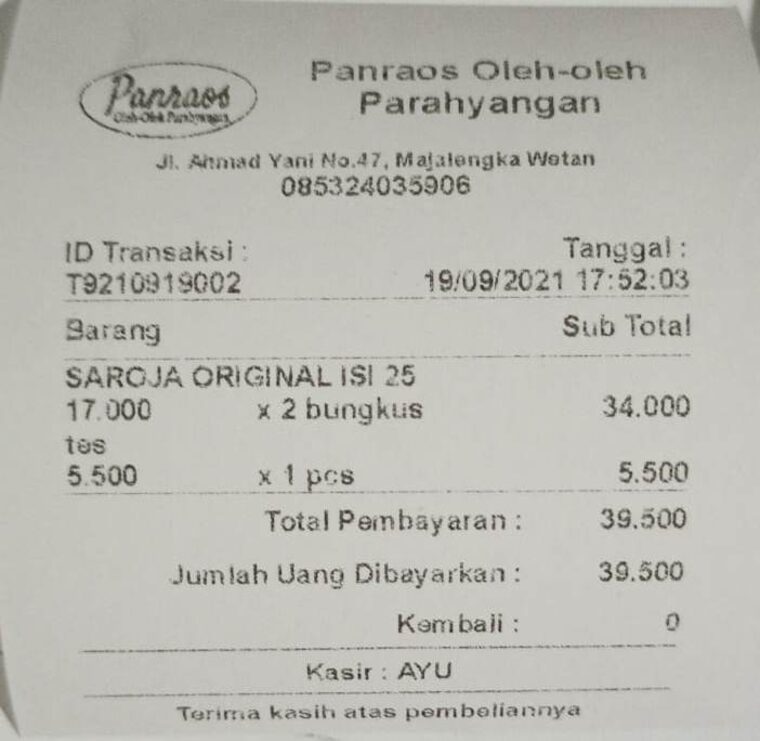 Contoh struk 80 mm SITOKSIR