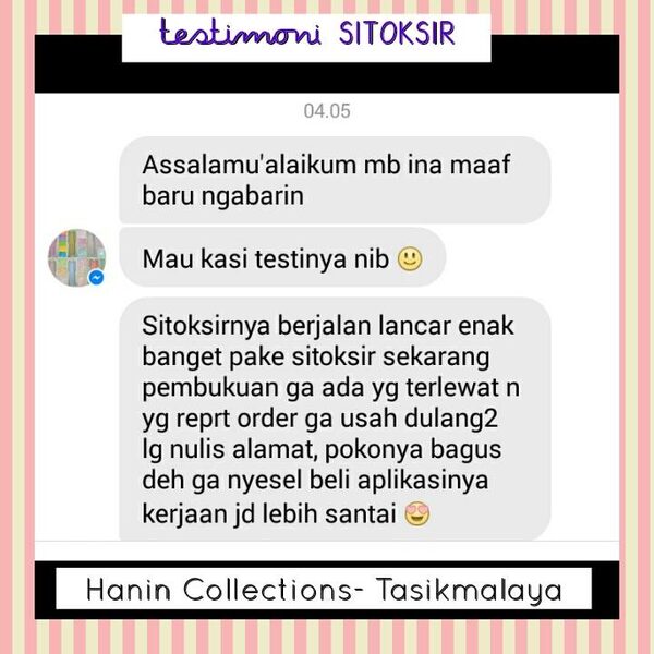 Ucapan terima kasih pengguna SITOKSIR